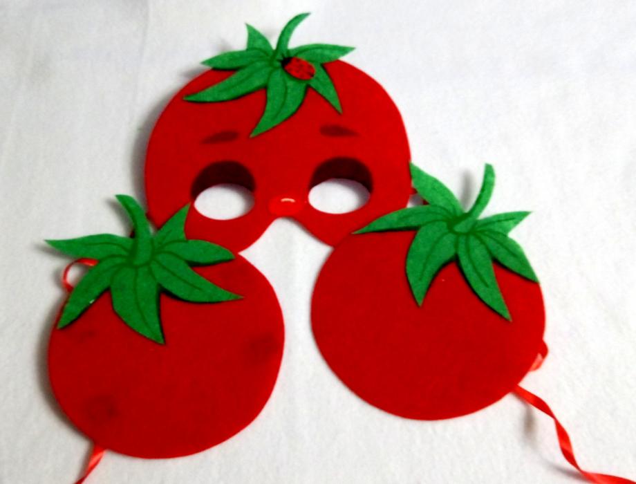 Набір маска помідора, перцю, буряків з двома нашивками з фетр