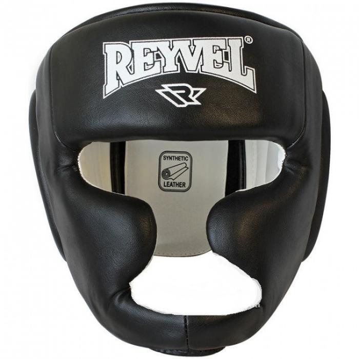 Боксерський шолом тренувальний шкіра чорний REYVEL