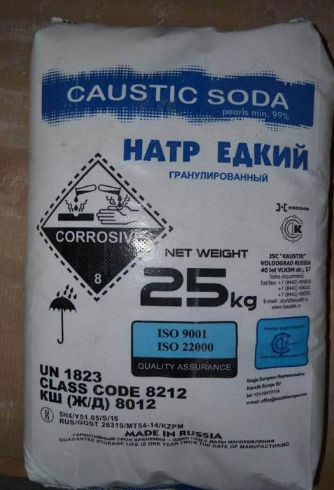 Каустична сода (натрій гідроксид) гранула (1кг, 25 кг, тони)