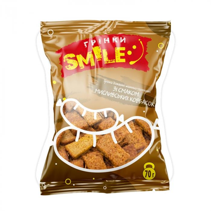 Грінки домашні "Smile" зі смаком мисливських ковбасок 70г (100 шт/ящ)