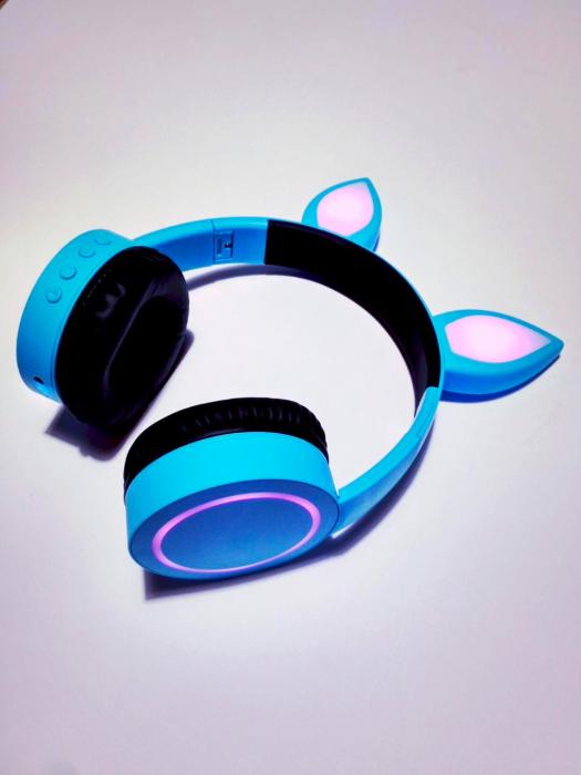 Навушники з котячими вушками бездротові з LED підсвічуванням блютуз