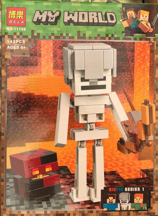 Конструктор Bela 11168 Minecraft Майнкрафт Cкелет с кубом 