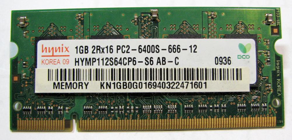 Продам модуль пам'яті Hynix SODIMM 1Gb 2rx16 PC2-6400S-666-12 (HYMP112