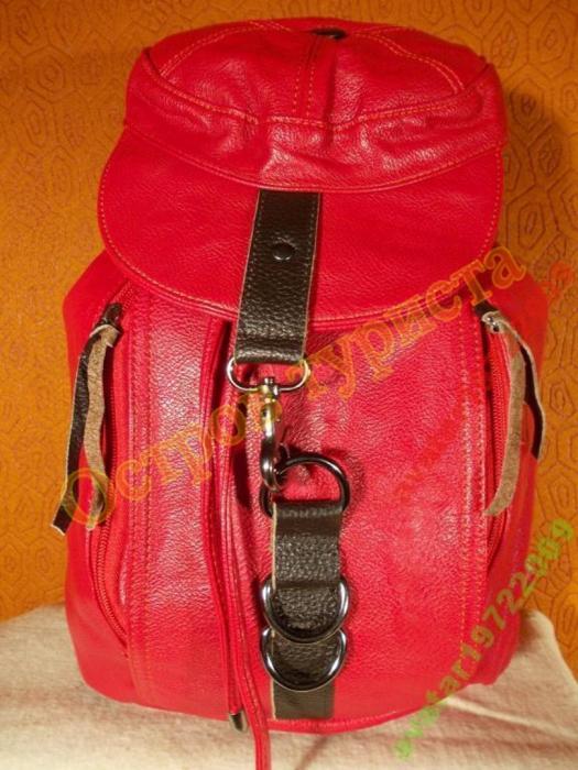 Рюкзак городской женский кожзам-оригинальный красный