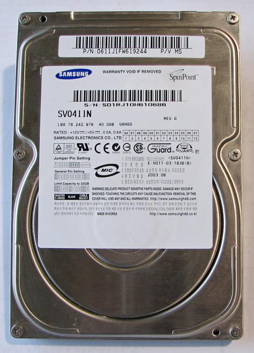 Продам жорсткий диск Samsung SV0411N 40Gb