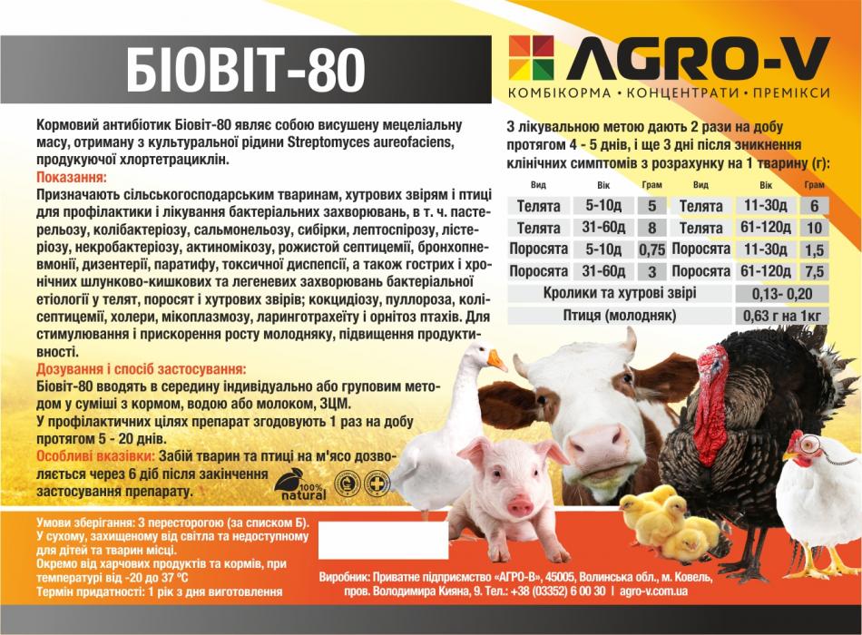 Кормовий антибіотик Біовіт-80