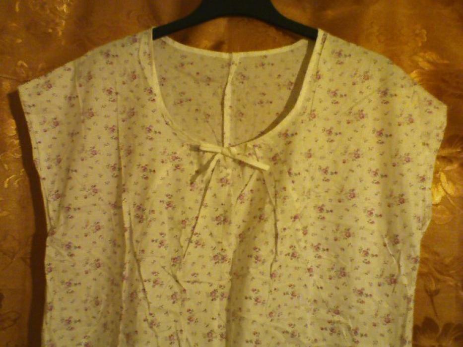 Ночная рубашка белая с розовыми цветами х/б (ситец) 